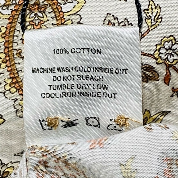 Nifty Genius Truman Shirt Medium Cream Orange Paisley Print Button Front NWT - Picture 7 of 9